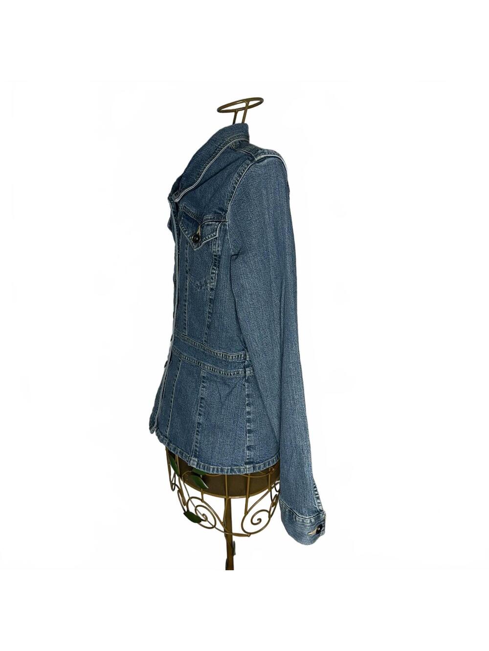 Axcess Vintage Y2K Denim Jacket Hand Painted Peace Sign Bee Boho Hippie - Picture 8 of 9